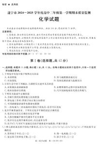 四川省遂宁市2024-2025学年高二上学期期末化学试卷+答案