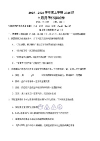 湖北省荆州市沙市中学2025-2026学年高一上学期9月月考化学试卷