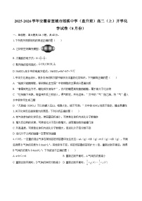 2025-2026学年安徽省宣城市郎溪中学（直升班）高二（上）开学化学试卷（8月份）-自定义类型
