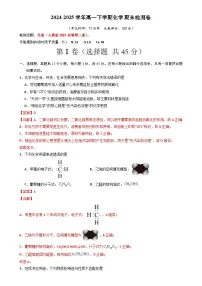 高一下学期化学期末检测卷（解析版）-A4
