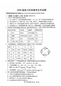 安徽师范大学附属中学2026届高三上学期10月阶段模考化学试卷（PDF版附答案）