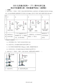 2025北京重点校高一（下）期中化学汇编：海水中的重要元素—钠和氯章节综合（选择题）