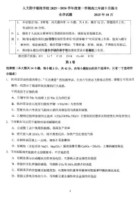 2025北京人大附中朝阳学校高三上10月月考化学试卷