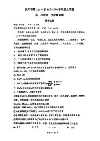 辽宁省沈阳市第一二0中学2025-2026学年高一上学期第一次月考 化学试题