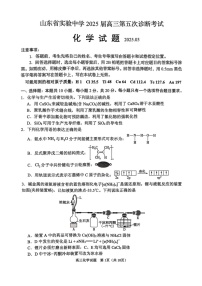 2025届山东省实验中学高三下学期第五次诊断3月一模-化学试题（含答案)