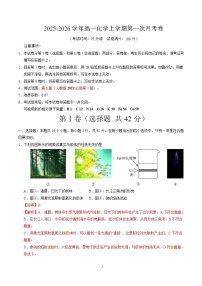 2025-2026学年高一化学上学期第一次月考（重庆专用，人教版2019）Word版含解析含答案解析
