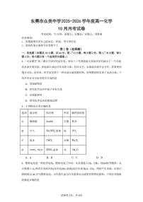 广东省东莞市众美中学2025-2026学年高一上学期第一次月考化学试卷