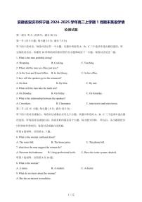 安徽省安庆市怀宁县2024_2025学年高二上册1月期末化学试题【答案】