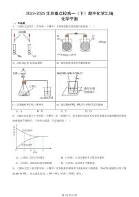 2023-2025北京重点校高一（下）期中化学汇编：化学平衡