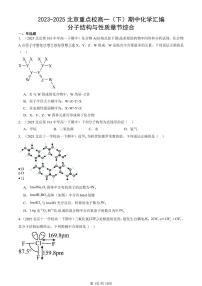 2023-2025北京重点校高一（下）期中化学汇编：分子结构与性质章节综合