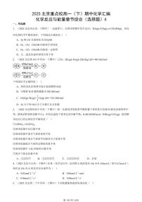 2025北京重点校高一（下）期中化学汇编：化学反应与能量章节综合（选择题）4
