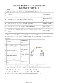 2025北京重点校高一（下）期中化学汇编：氮及其化合物（选择题）2