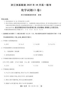 浙江省强基联盟2025-2026学年高一上学期10月联考B卷化学试题（PDF版附解析）