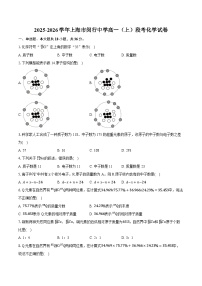 2025-2026学年上海市闵行中学高一（上）段考化学试卷-（含解析）