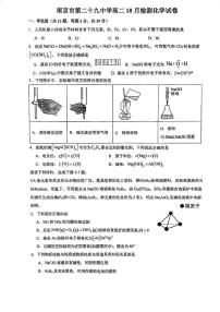 江苏省南京市第二十九中学2025-2026学年高二上学期10月检测化学试卷（月考）