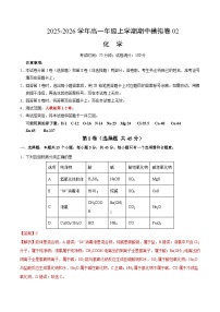 2025年高一化学上学期期中模拟卷02（含答案解析）（人教版)