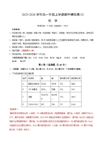 2025年高一化学上学期期中模拟卷02（含答案解析）（人教版)