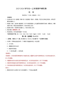 2025年高一化学上学期期中模拟卷01（含答案解析） (鲁科版)