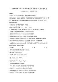 广西南宁市2024-2025学年高一上学期10月联考化学试卷（学生版）