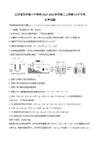 江苏省苏州第十中学校2025-2026学年高二上学期10月月考化学试题（含答案）