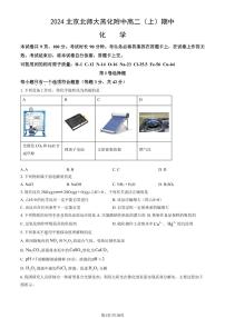 2024北京北师大燕化附中高二（上）期中化学试卷   有答案