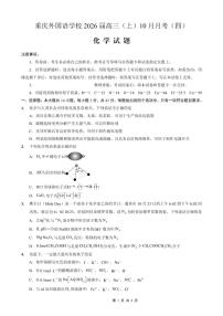 重庆实验外国语学校2026届高三上学期10月月考（四）化学试题+答案