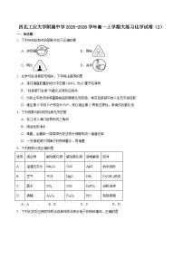 陕西省西北工业大学附属中学2025-2026学年高一上学期大练习（二）化学试题（Word版附答案）