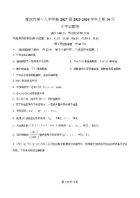 重庆市第十八中学2025-2026学年高二上学期10月月考化学试题（Word版附解析）