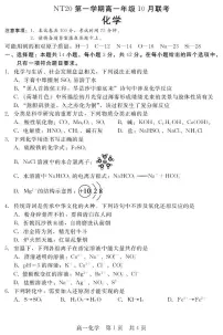河北省NT20联盟2025-2026学年高一上学期10月联考化学试卷(PDF版附解析)