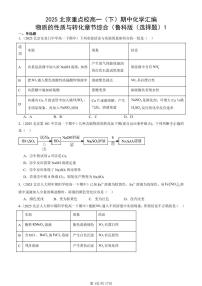 2025北京重点校高一（下）期中化学汇编：物质的性质与转化章节综合（鲁科版（选择题）1