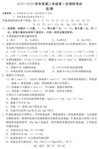 河北衡水市2025-2026学年高二上学期10月期中考试化学试题（含答案）