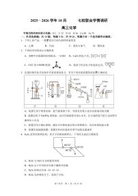 江苏南京七校联合体2026届高三上学期10月学情调研化学试卷（含答案）