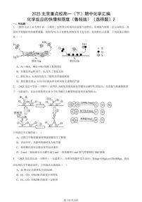 2025北京重点校高一（下）期中化学汇编：化学反应的快慢和限度（鲁科版）（选择题）2