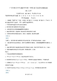 广州市真光中学2025-2026学年高二上学期10月阶段性检测化学试题试卷(Word版附解析)