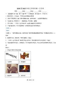 重庆市酉阳第二中学2025-2026学年高一上学期月考化学试卷（Word版附解析）