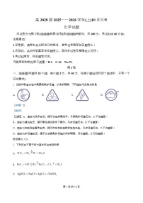 重庆市育才中学2025-2026学年高一上学期10月月考化学试卷（Word版附解析）