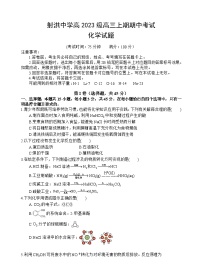 四川省遂宁市射洪中学2026届高三上学期期中考试  化学  Word版含答案含答案解析