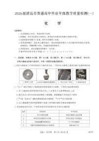 广东省清远市2026届高三上学期10月一模考试化学试题（高考模拟）