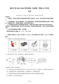 广东惠州中学2025-2026学年高一上学期10月月考化学试卷（含答案）