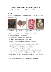 2025-2026学年广东省肇庆市高三上学期一模考试化学试题（附答案解析）