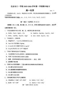 2025北京八一学校高一（上）期中化学试卷