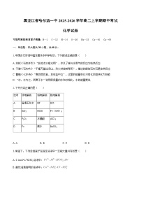 黑龙江省哈尔滨一中2025-2026学年高二上学期期中考试化学试卷（含答案）