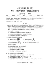 2025北京西城外国语学校高三（上）期中化学试卷