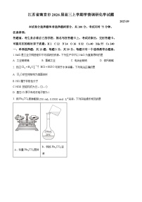 精品解析：江苏省南京市2026届高三上学期学情调研化学试题含答案
