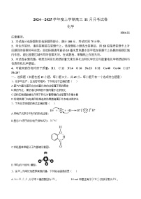 黑龙江省绥化市绥棱县第一中学2024-2025学年高三上学期11月月考化学试题（Word版附解析）