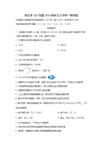 浙江省Z20联盟2026届高三上学期高考一模化学试卷（学生版）