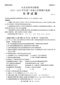 山东名校考试联盟（济南、淄博）2026届高三上学期期中检测 化学试题+答案