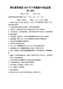 湖南省长沙市雅礼教育集团2025-2026学年高二上学期期中考试化学试卷（扫描版附答案）