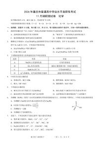 2026届重庆市康德高三上学期11月调研测试试题卷化学试题（含答案）