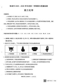 2025-2026年度第一学期陕西省韩城市高三化学期中试卷（含解析）